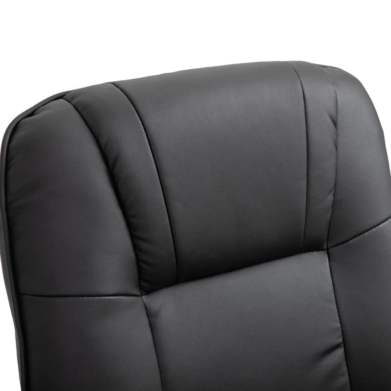 Manual Recliner Armchair with Faux Leather Upholstery and Wooden Base for Living Room or Bedroom, Black