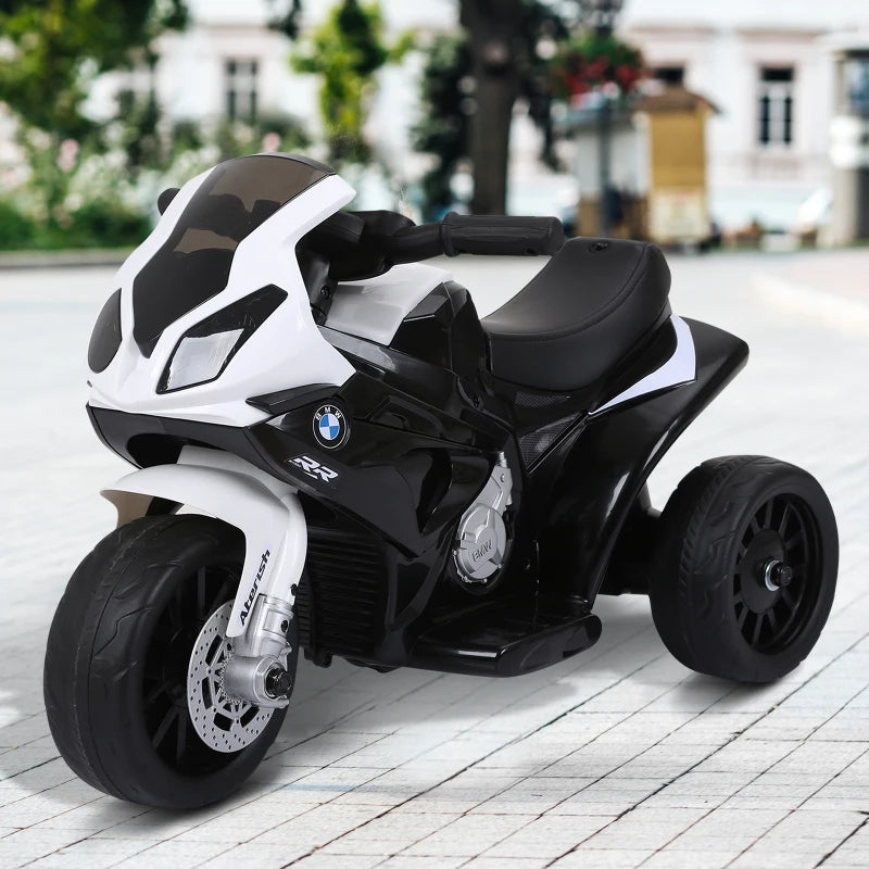 Electric Kids Ride On BMW Motorbike with Headlights Music 6V Black Toy Vehicle