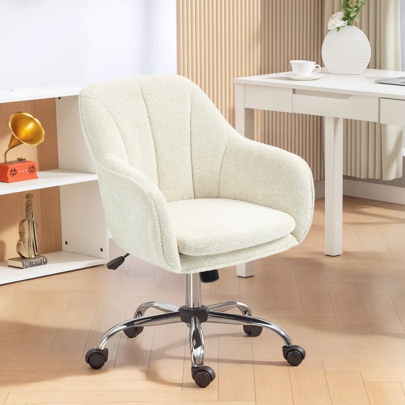 Velvet Feel Ergonomic Office Chair in Beige for Comfortable Workspaces