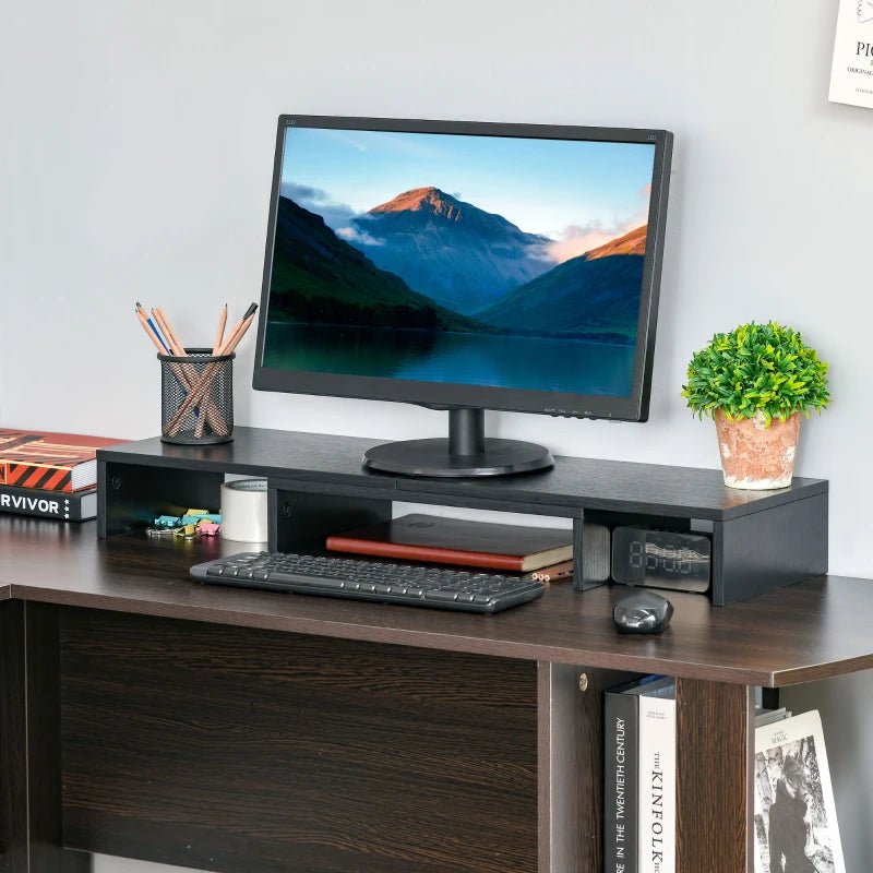 Vinsetto Adjustable Dual Monitor Stand Riser - Ergonomic Screen Elevation for Laptop, PC, Printer, TV - Black
