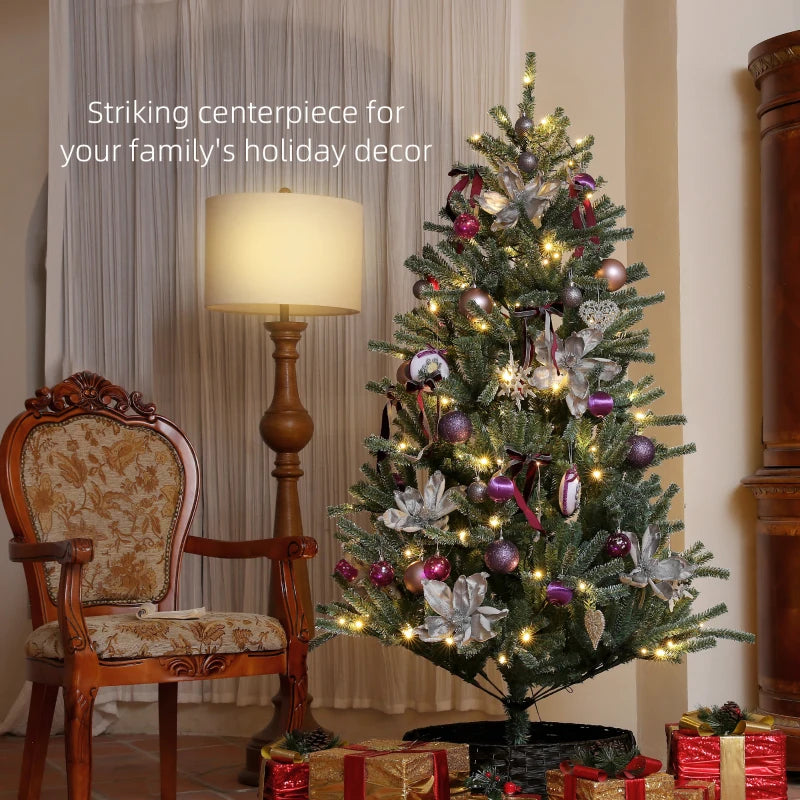6ft Artificial Christmas Tree with Purple Decorations & Lights - Perfect Holiday Decor for Festive Celebrations