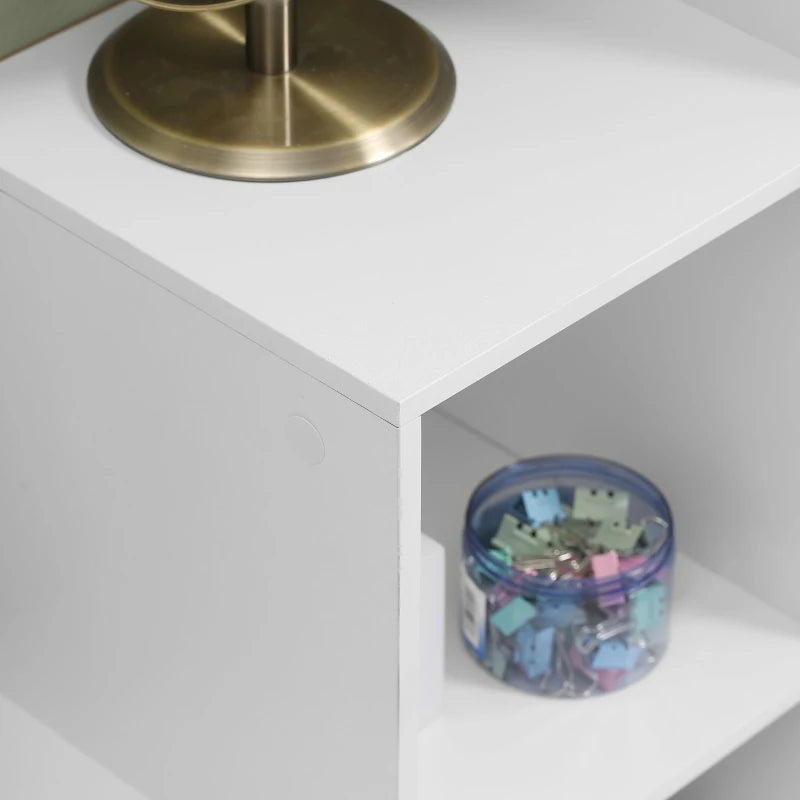 3-Tier 6-Cube Storage Unit - White Particle Board Bookcase Organizer for Home Office Shelves