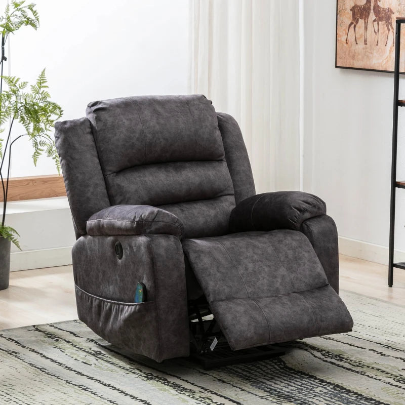 Electric Recliner Chair with Massage and Heating for Elderly, Grey Power Lift Armchair, 87x85x107 cm