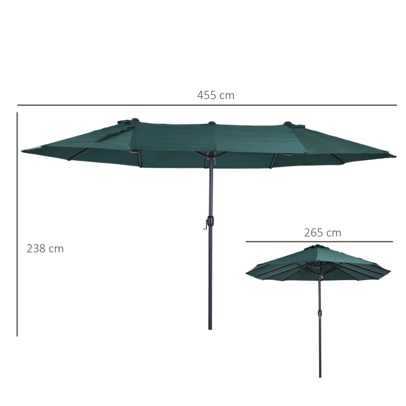 Green Double-Sided 4.6m Garden Sun Umbrella