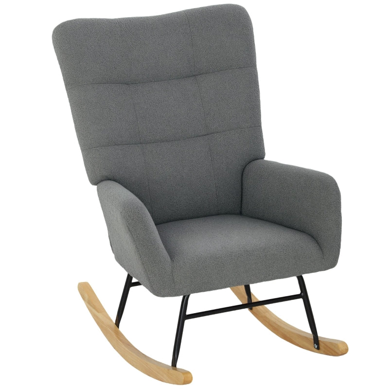 Grey Teddy Fleece Rocking Chair for Ultimate Comfort and Style in Your Living Room