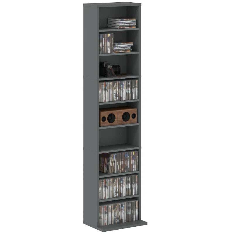 260 Narrow CD Storage Unit - Stylish Grey Organizer for CDs, DVDs & Media - Space-Saving Design for Home & Office