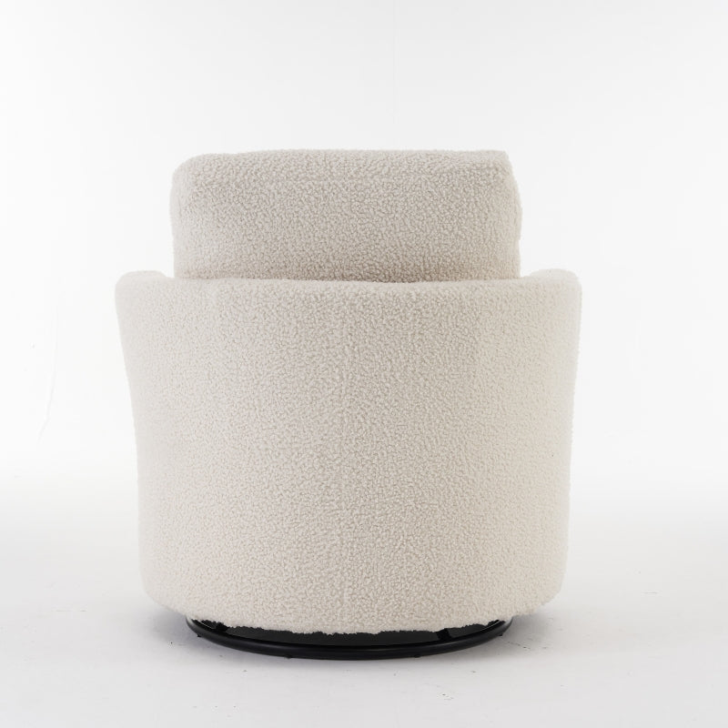 Comfortable Swivel Recliner with Back Cushion and Thick Foam Pad, 360° Rotation, 78.5x83x86 cm, White