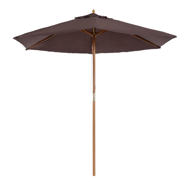 Wooden Garden Parasol Sun Shade - Coffee