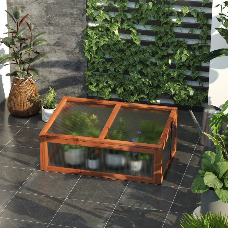 Brown Small Polycarbonate Greenhouse with Openable Top Cover, 100x65x40cm