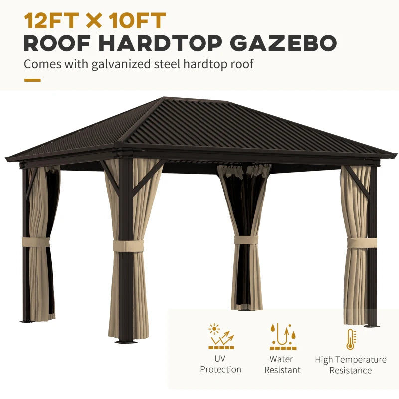 3.6m x 3m Hardtop Gazebo With Aluminium Frame