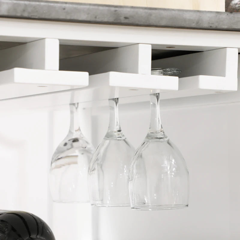 Compact Kitchen Trolley Utility Cart on Wheels with Wine Rack, Drawer & Storage Cabinet - White Dining Room Organizer