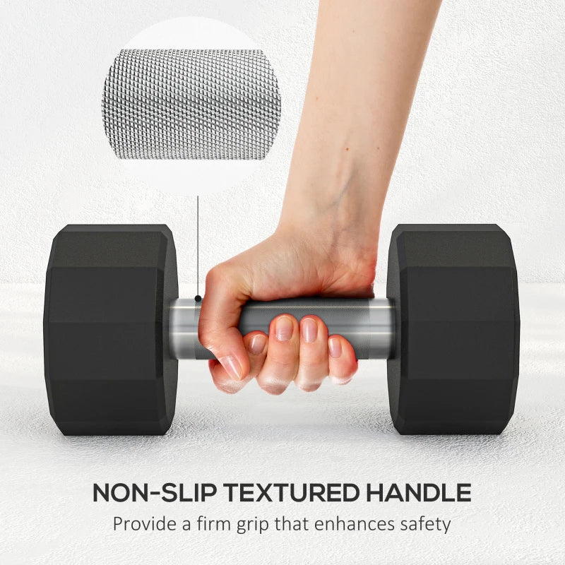 12-Sided Dumbbell Weights Set with Non-Slip Grip for Home Gym Workout 2 x 10kg for Men and Women