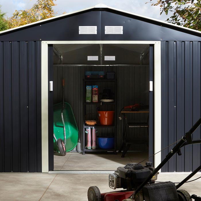 10x8 Metal Apex Shed Dark Grey