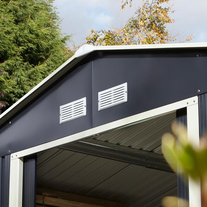 10x8 Metal Apex Shed Dark Grey