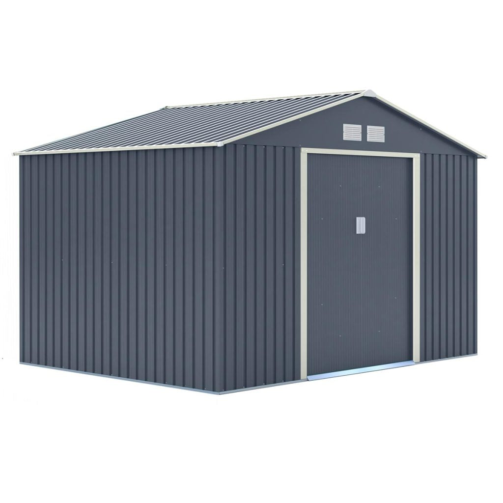 10x8 Metal Apex Shed Dark Grey