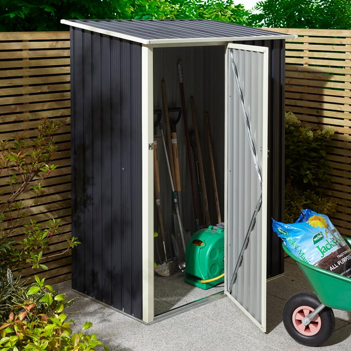 5x3 Metal Pent Shed Dark Grey