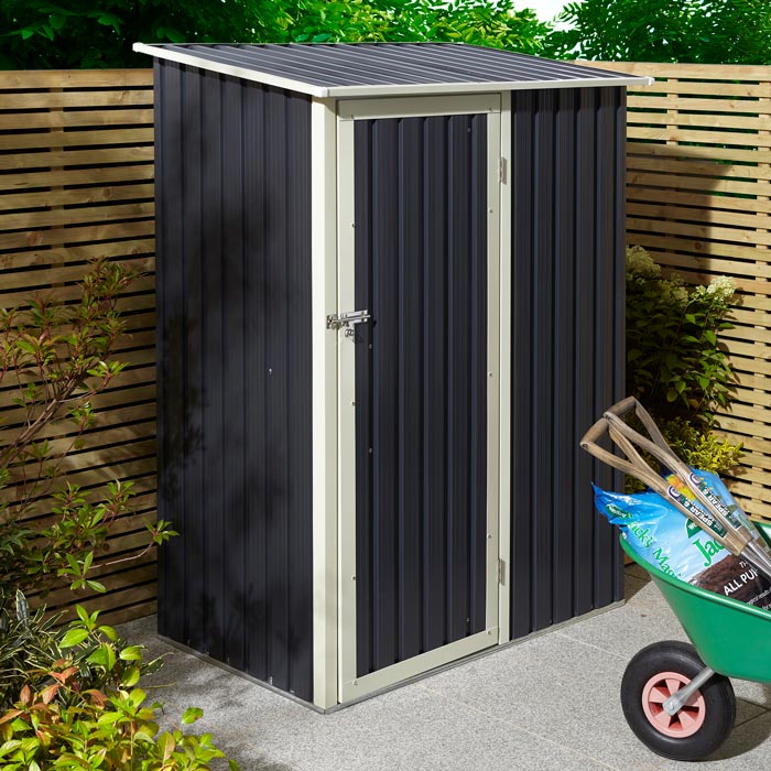 5x3 Metal Pent Shed Dark Grey