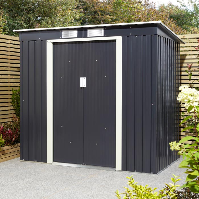 6x4 Metal Pent Shed Dark Grey