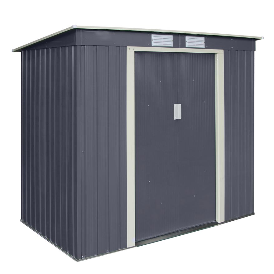 6x4 Metal Pent Shed Dark Grey