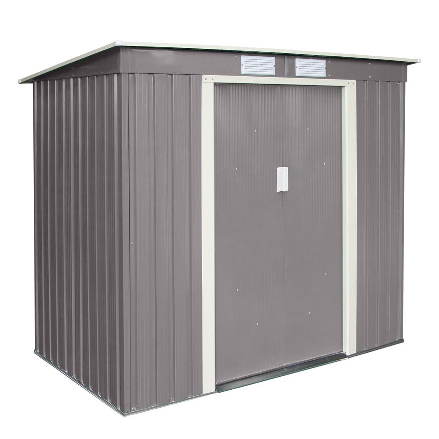 6x4 Metal Pent Shed Light Grey