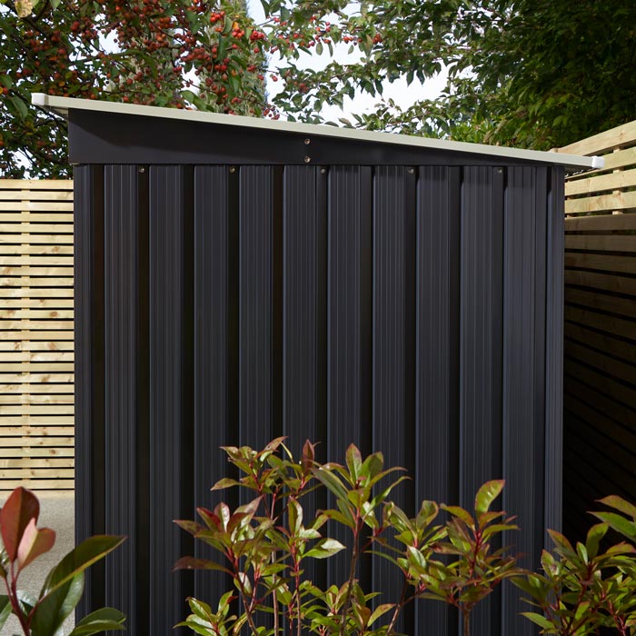 8x4 Metal Pent Shed Dark Grey