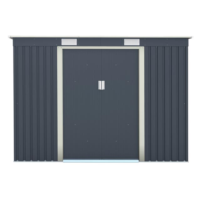 8x4 Metal Pent Shed Dark Grey