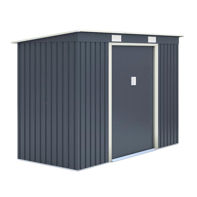 8x4 Metal Pent Shed Dark Grey