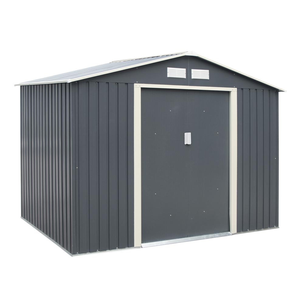 8x6 Metal Apex Shed Dark Grey - Outdoor Storage