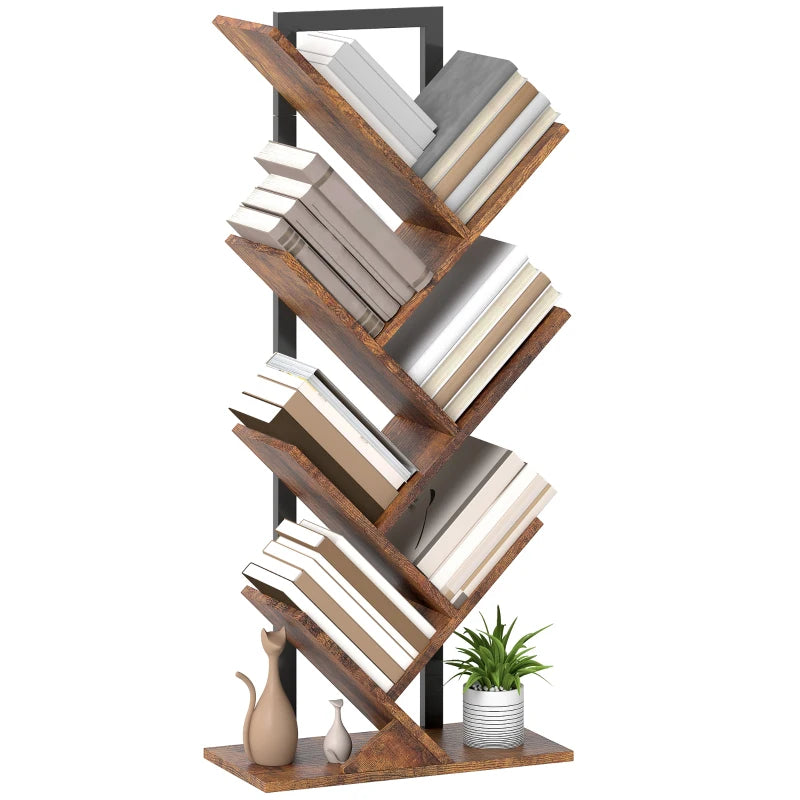 Unique Six-Section Wood-Effect Tree Bookcase - Stylish Storage Solution for Home & Office - Modern Design