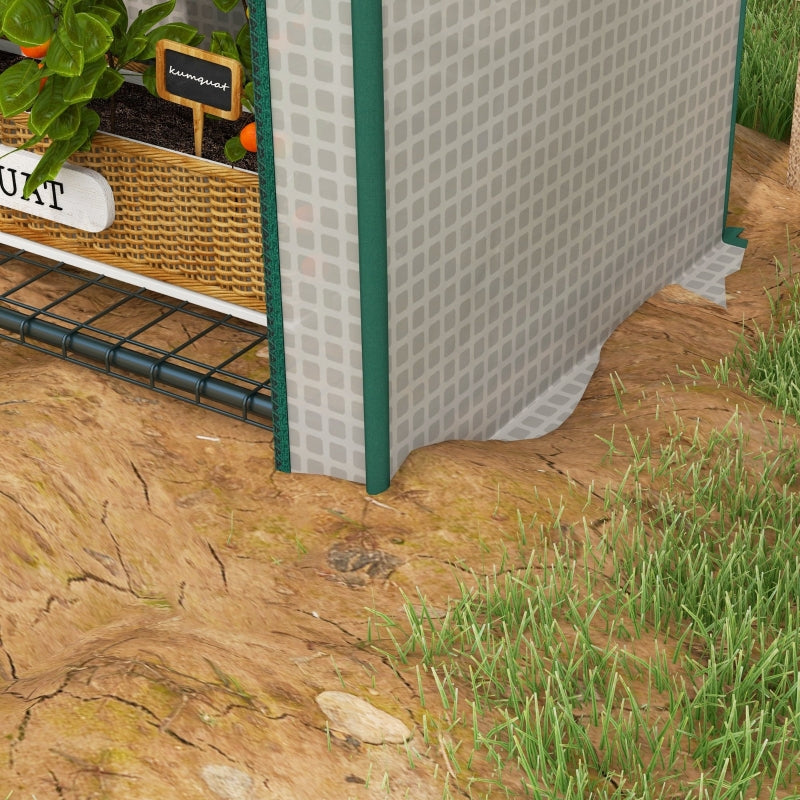 Portable White Mini Greenhouse with Storage Shelf