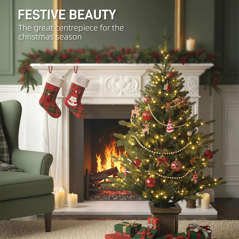 Set of 2 Green 4ft Artificial Christmas Trees with Lights - Perfect Holiday Decor for Home & Office