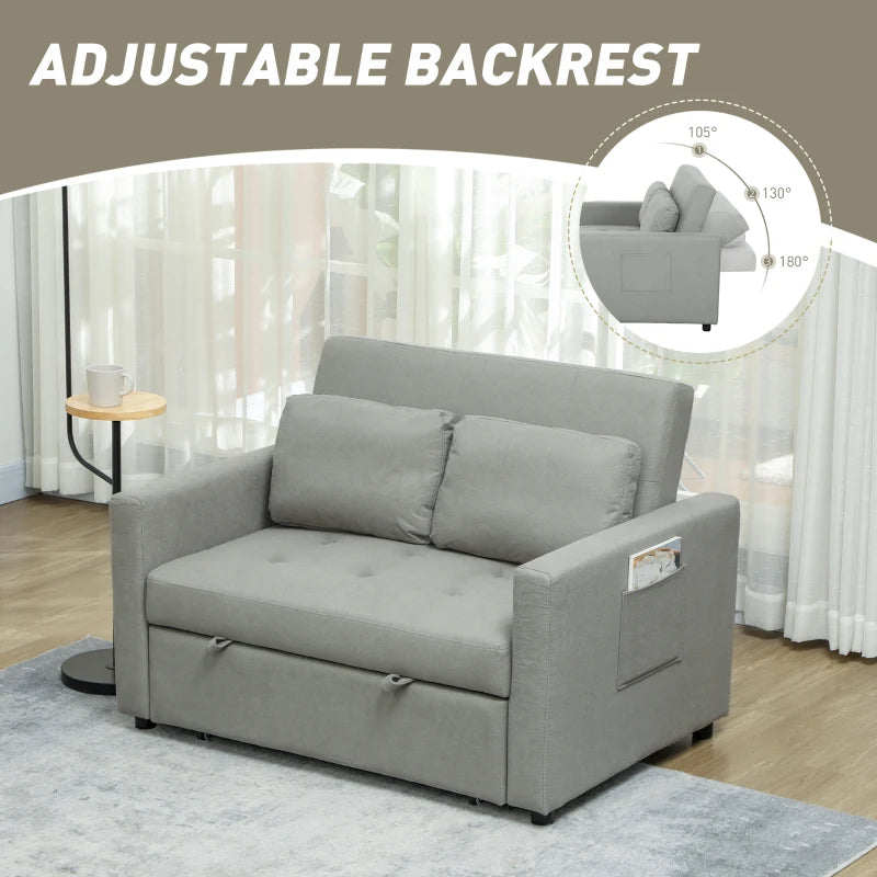Light Grey Velvet-Feel Two-Seater Sofa Bed for Stylish Living Spaces