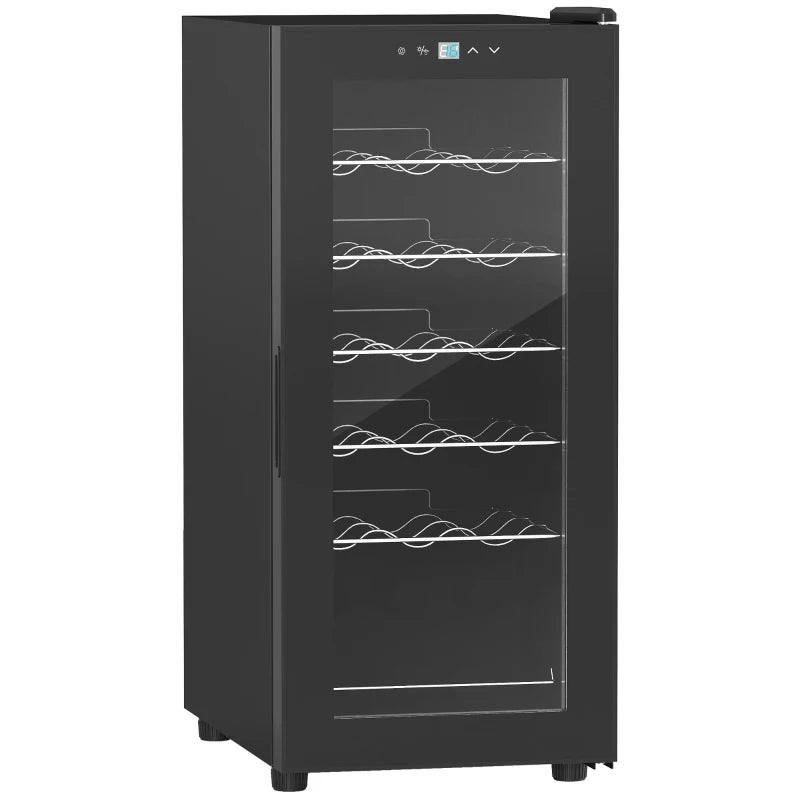 18-Bottle Black Wine Fridge with LED Lights - Compact Narrow Design for Optimal Wine Storage