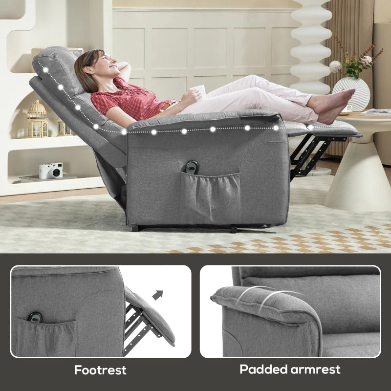 Electric Riser Recliner Armchair with Footrest in Grey - Comfortable and Stylish Seating Solution