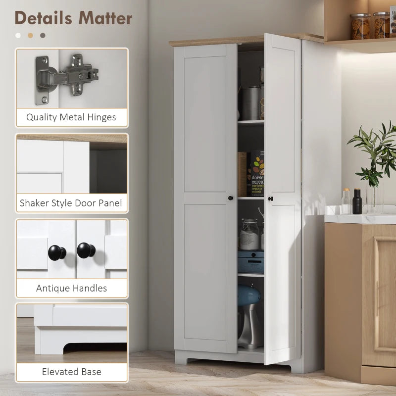 Modern 172cm Freestanding Kitchen Cupboard with Doors and Shelves for Dining Room Storage