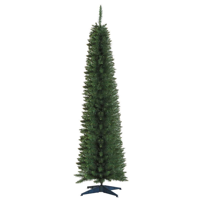7ft Unlit Pencil Slim Artificial Christmas Tree - Realistic Green Branches with Sturdy Stand for Holiday Decor