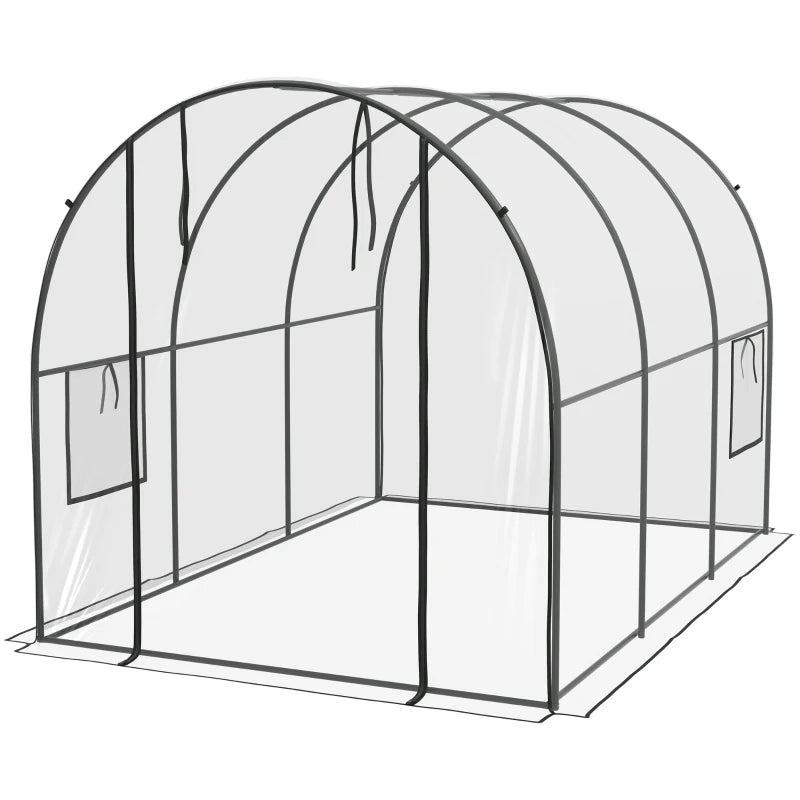 Greenhouse Walk-in Grow House with Plastic Cover, 3x2x2m, Green