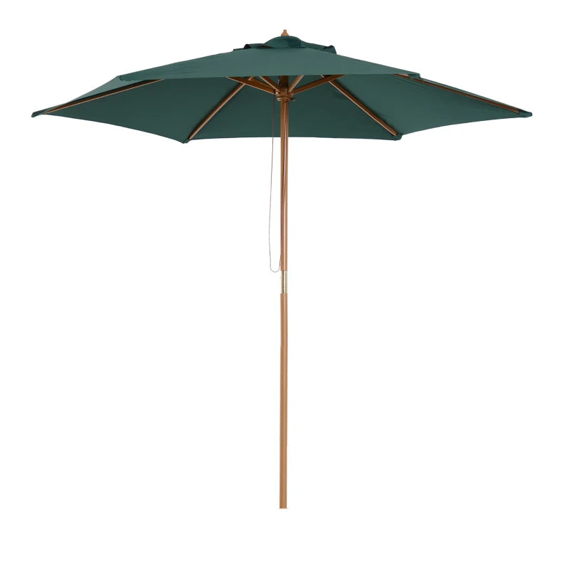 Green 2.5m Wooden Garden Parasol Sun Shade