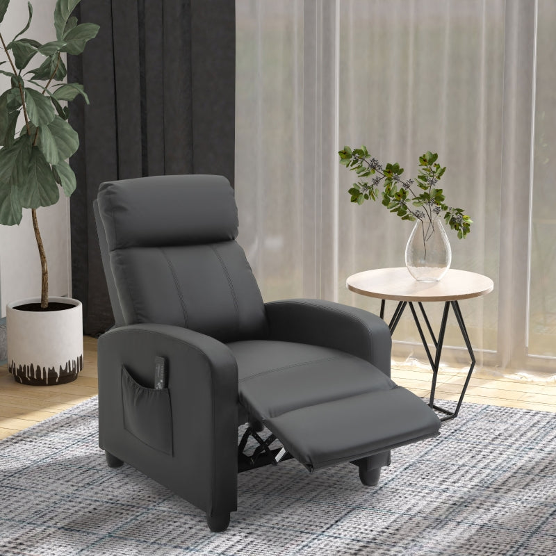 Massage Recliner Armchair in Faux Leather with Adjustable Leg Rest and Side Pocket for Living Room