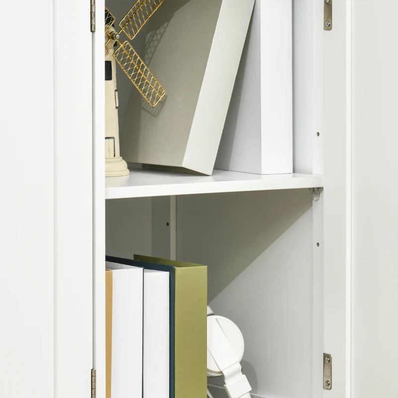 Modern White Sideboard with Rubber Wood Top Storage Cabinet for Dining Room and Living Room 3 Doors 3 Drawers and Adjustable Shelves