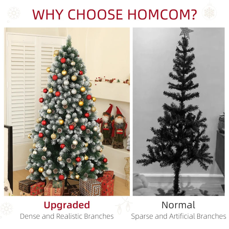 6ft Snow-Dipped Artificial Pine Christmas Tree - Realistic Holiday Decor for Festive Home Decoration