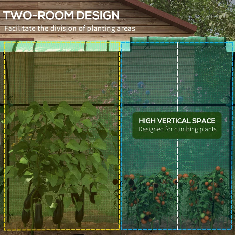 Green Tomato Growhouse with Roll-up Doors and Mesh Windows, Portable Indoor/Outdoor Greenhouse, 185 x 94 x 150cm