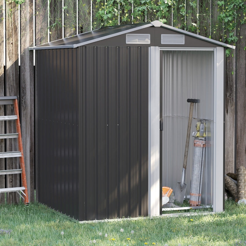 152 x 132 x 188cm Sloped Roof Grey Metal Shed