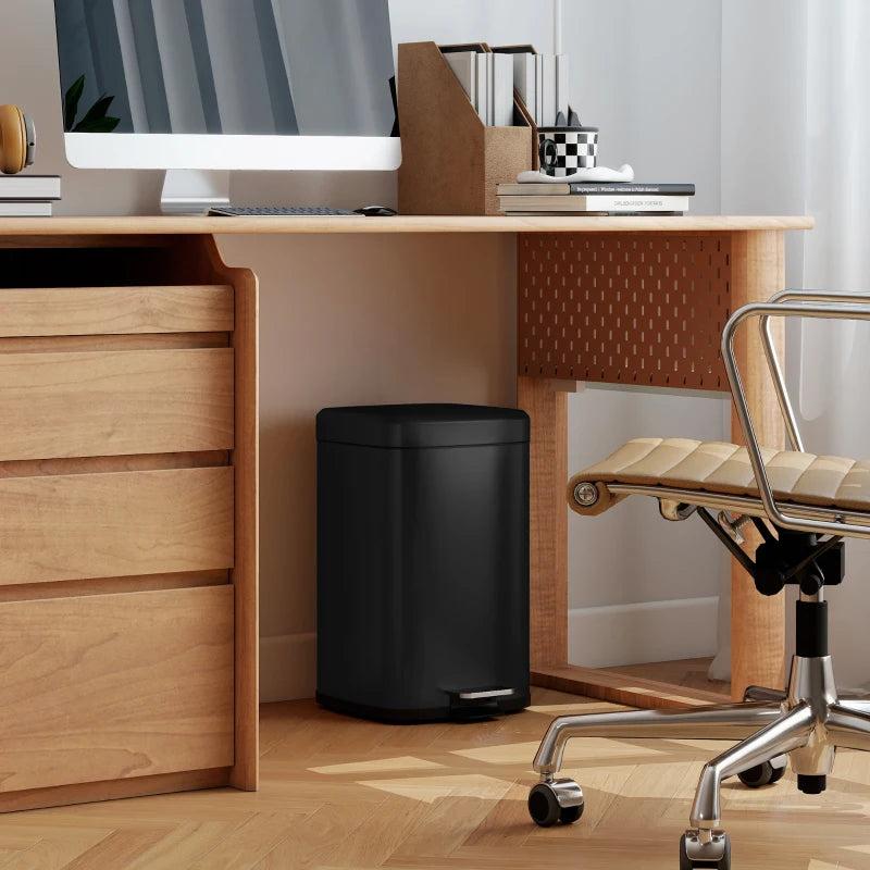 20L Modern Boxy Black Metal Kitchen Bin - Stylish Trash Can for Home Organization and Waste Management