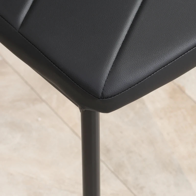 Stylish Set of 4 Black Faux Leather Dining Chairs - Modern Design for Home & Kitchen Decor