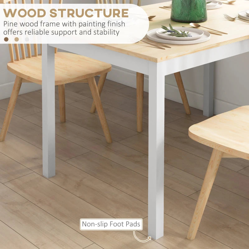 Rustic Four-Seater Farmhouse-Style Wooden Dining Table - Perfect for Family Meals and Country Decor
