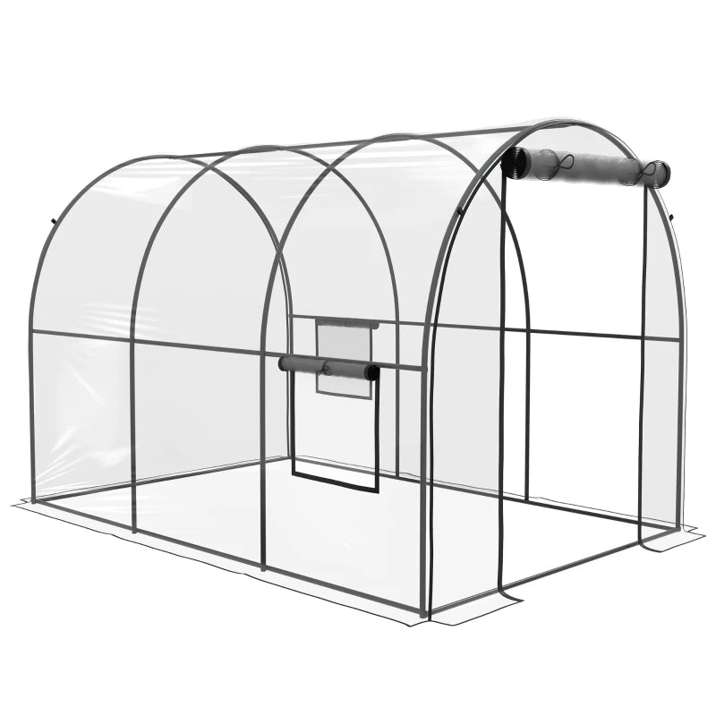 Greenhouse Walk-in Grow House with Plastic Cover, 3x2x2m, Green