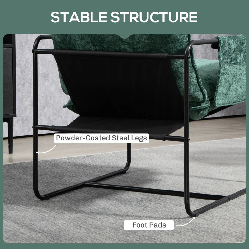 Stylish Minimal Padded Accent Chair with Pockets in Green for Modern Living Spaces