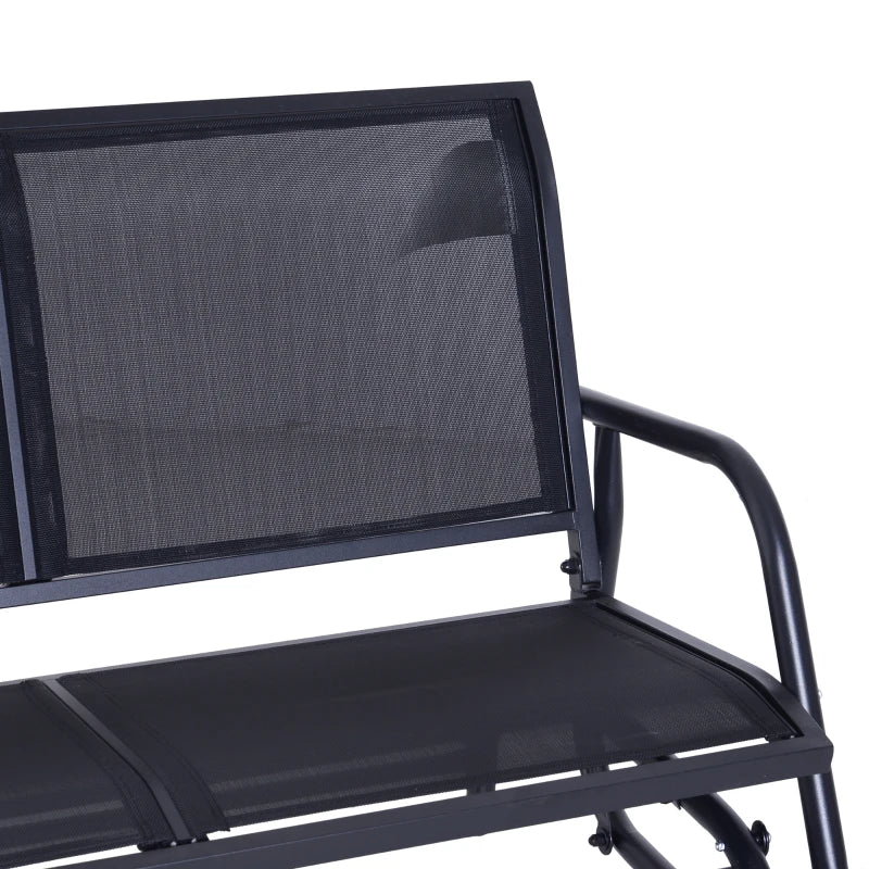 Black 2-Person Outdoor Glider Bench Double Swing Chair