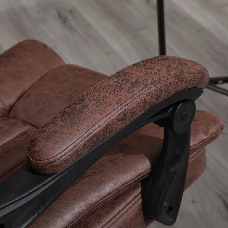 Vinsetto Brown Microfibre Home Office Chair - Reclining Desk Chair with Armrests, Swivel Wheels & Footrest